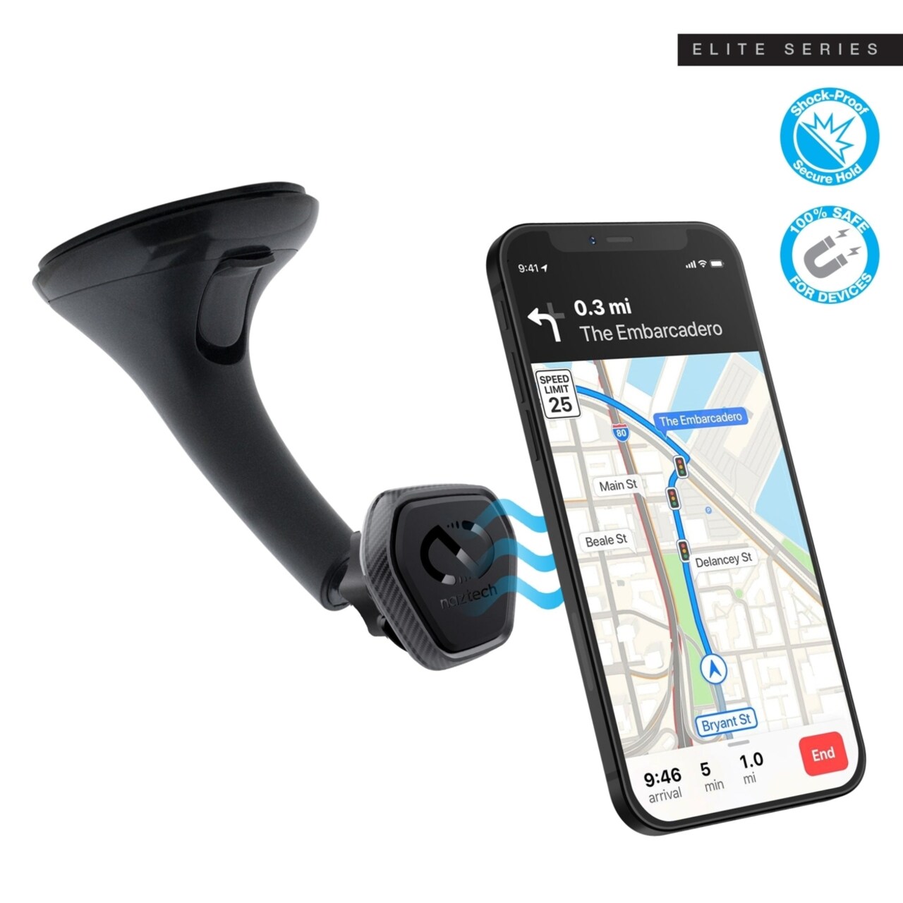 Naztech Magbuddy Elite Windshield Mount With Quick And Easy Installation